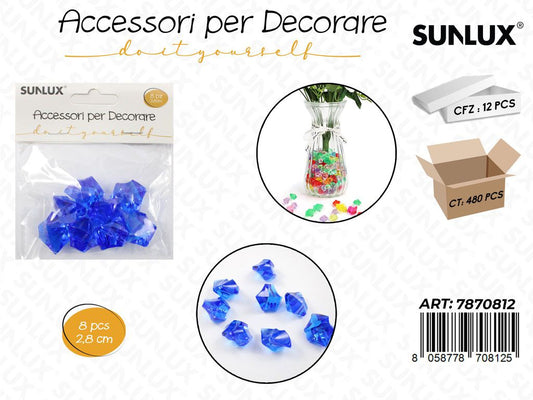 Sunlux Acc. per Dec. Blu 8PCS 2.8CM