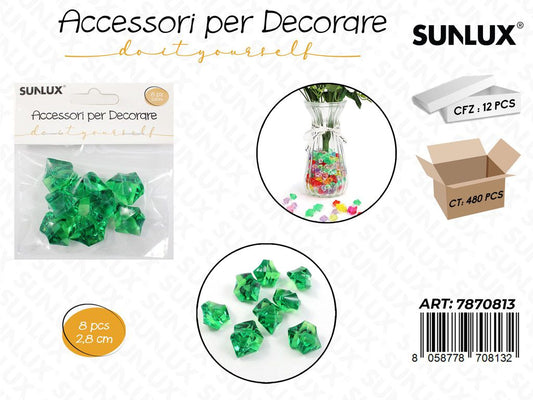Sunlux Acc. per Dec. Verde 8PCS 2.8CM