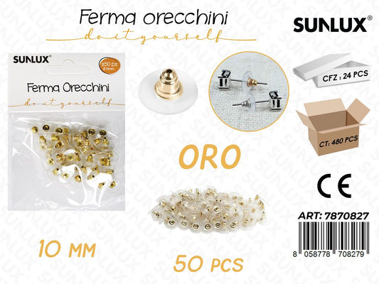 Sunlux Fermaorecchini Oro 50PCS 10MM