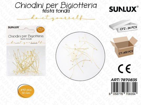 Sunlux Chiodini Bigiot. Tonda Oro 40PCS 50MM