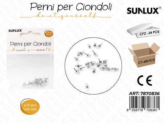 Sunlux Perni per Ciondoli Arg. 25PCS 4*8MM