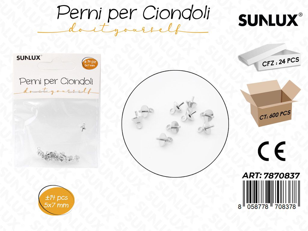 Sunlux Perni per Ciondoli Arg. 14PCS 5*7MM