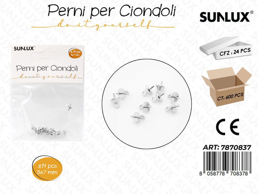 Sunlux Perni per Ciondoli Arg. 14PCS 5*7MM