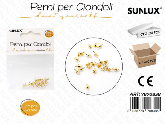 Sunlux Perni per Ciondoli Oro 25PCS 4*8MM