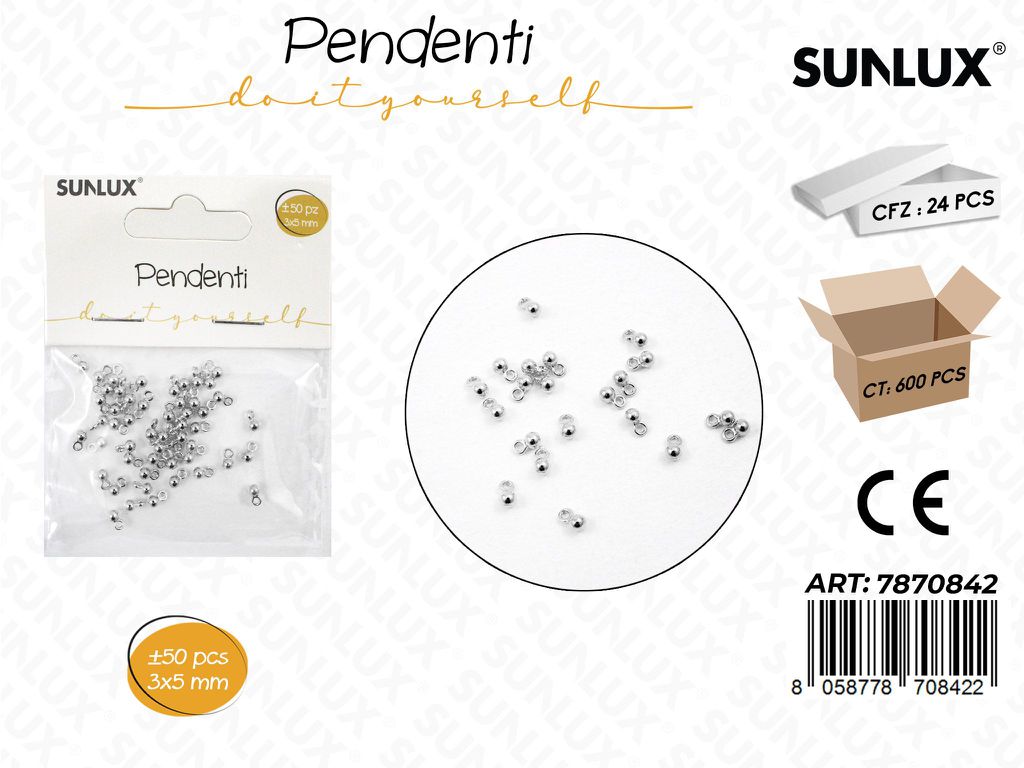 Sunlux Pendenti Arg. 50PCS 3*5MM