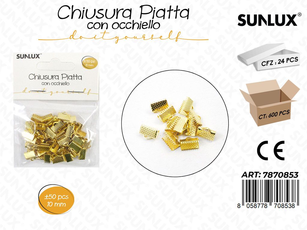 Sunlux Chiusura Piatta c/ Occh. Oro 50PCS 10MM