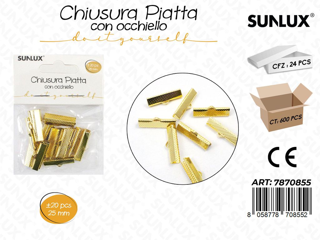 Sunlux Chiusura Piatta c/ Occh. Oro 20PCS 25MM