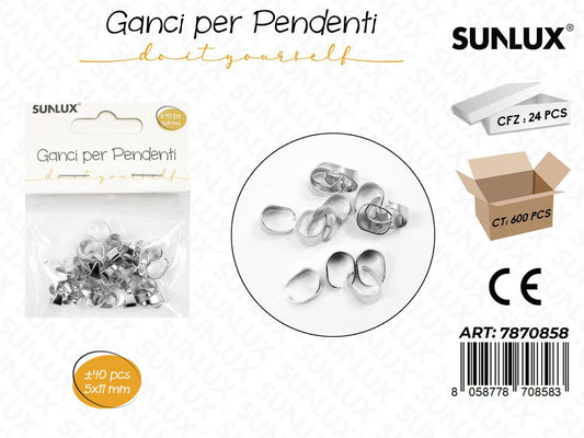 Sunlux Ganci per Pendenti Arg. 40PCS 5*11MM