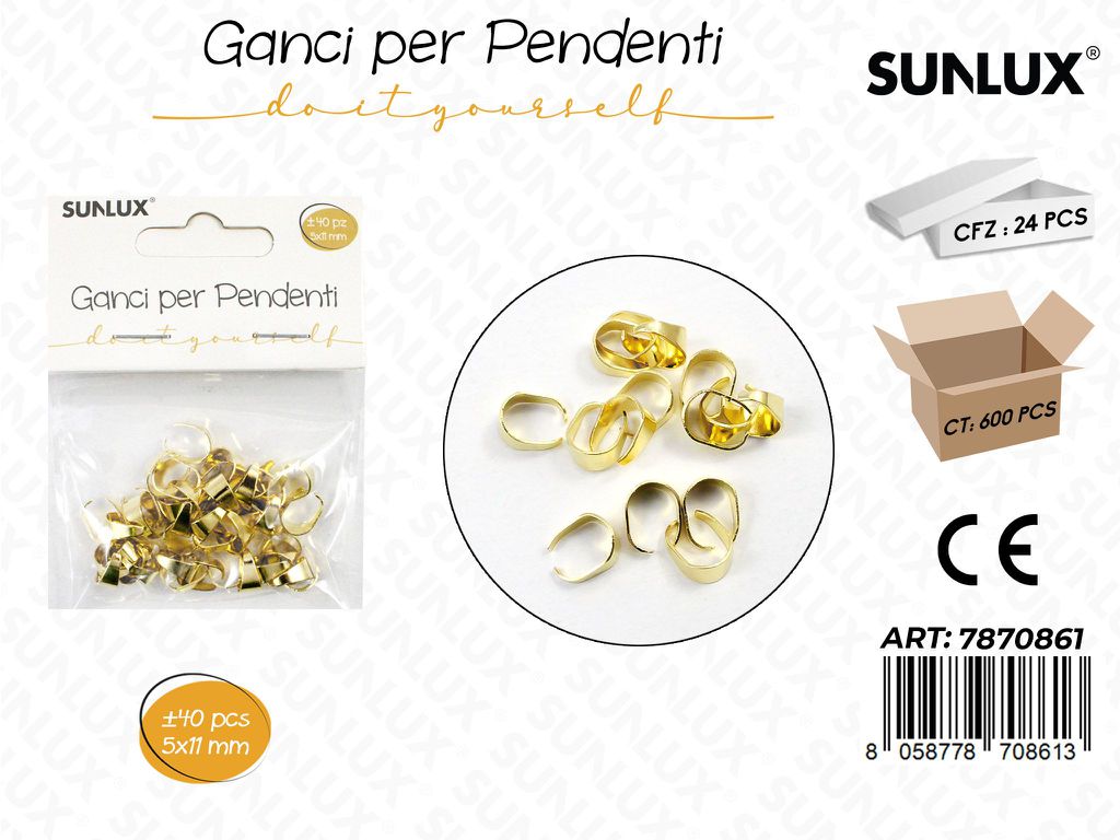 Sunlux Ganci per Pendenti Oro 40PCS 5*11MM