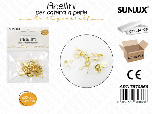 Sunlux Anelli per Catena Oro 30PCS 3.2*12MM