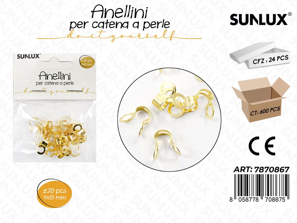 Sunlux Anelli per Catena Oro 20PCS 4*15MM