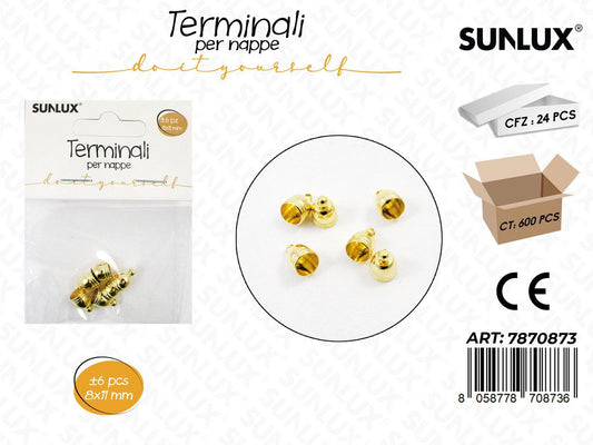 Sunlux Terminali per Nappe Oro 6PCS 8*11MM