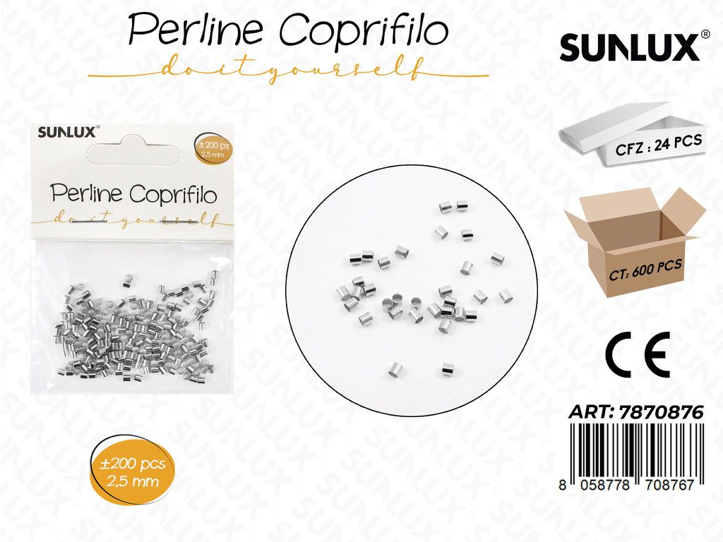 Sunlux Perline Coprifilo Arg. 200PCS 2.5MM