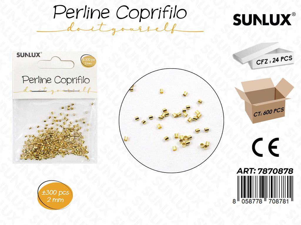 Sunlux Perline Coprifilo Oro 300PCS 2MM
