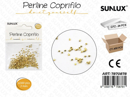 Sunlux Perline Coprifilo Oro 300PCS 2MM