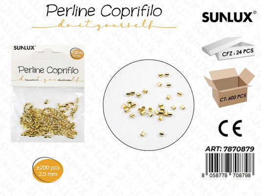 Sunlux Perline Coprifilo Oro 200PCS 2.5MM