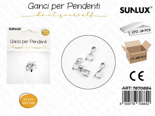 Sunlux Ganci Pendenti Arg. 4PCS 6*14MM