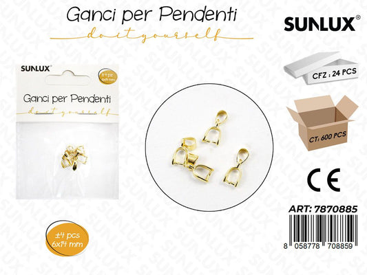 Sunlux Ganci Pendenti Oro 4PCS 6*14MM