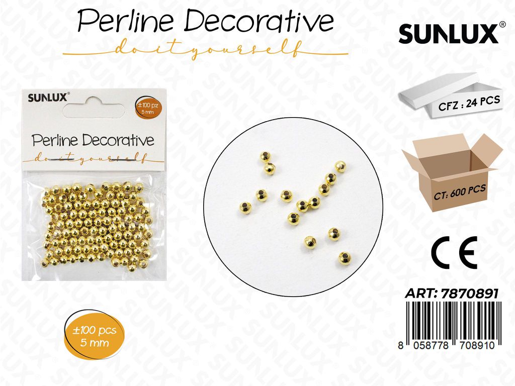 Sunlux Perline Dec. Oro 100PCS 5MM