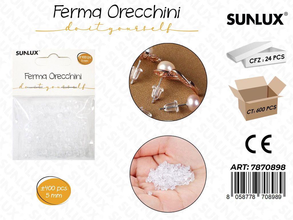 Sunlux Ferma Orecchini Trasp. 400PCS 5MM