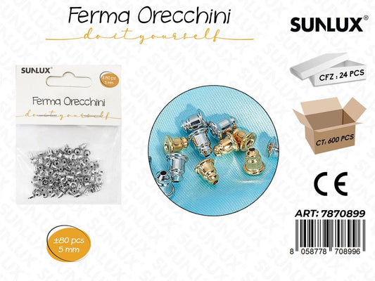 Sunlux Ferma Orecchini Arg. 80PCS 5MM