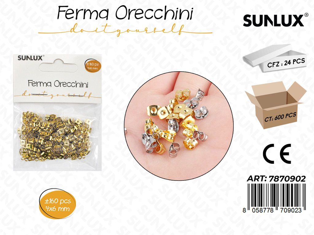 Sunlux Ferma Orecchini Oro 160PCS 4*6MM
