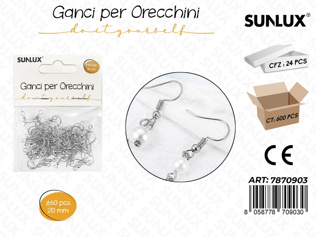 Sunlux Ganci Orecchini Arg. 60PCS 20MM