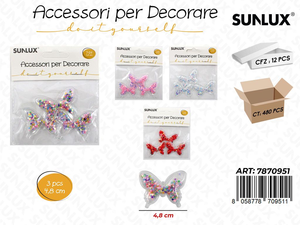 Acc. per Decorare Col. Ass. 4.8CM 3PCS