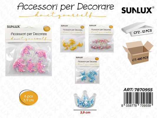Acc. per Decorare Col. Ass. 3.9CM 6PCS