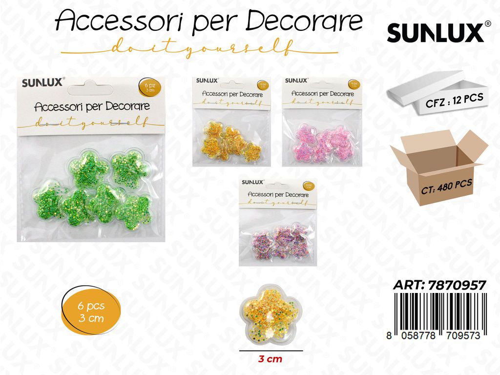 Acc. per Decorare Col. Ass. 3CM 6PCS