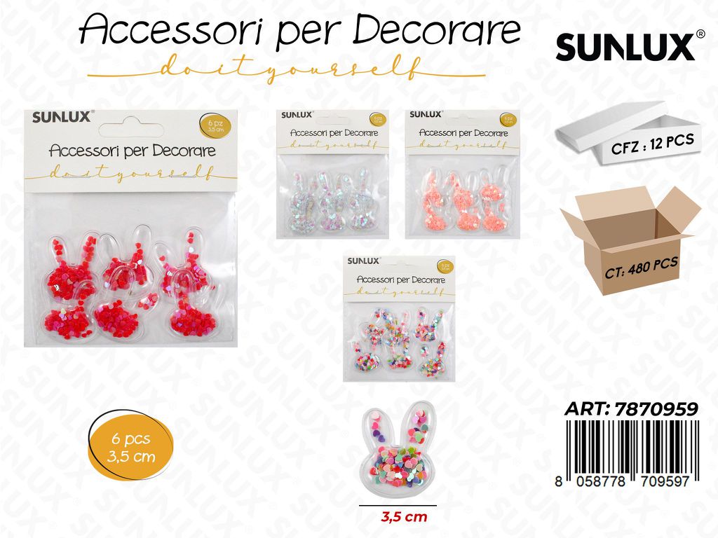 Acc. per Decorare Col. Ass. 3.5CM 6PCS
