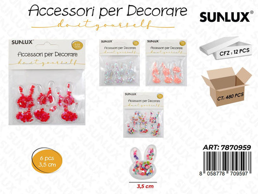 Acc. per Decorare Col. Ass. 3.5CM 6PCS