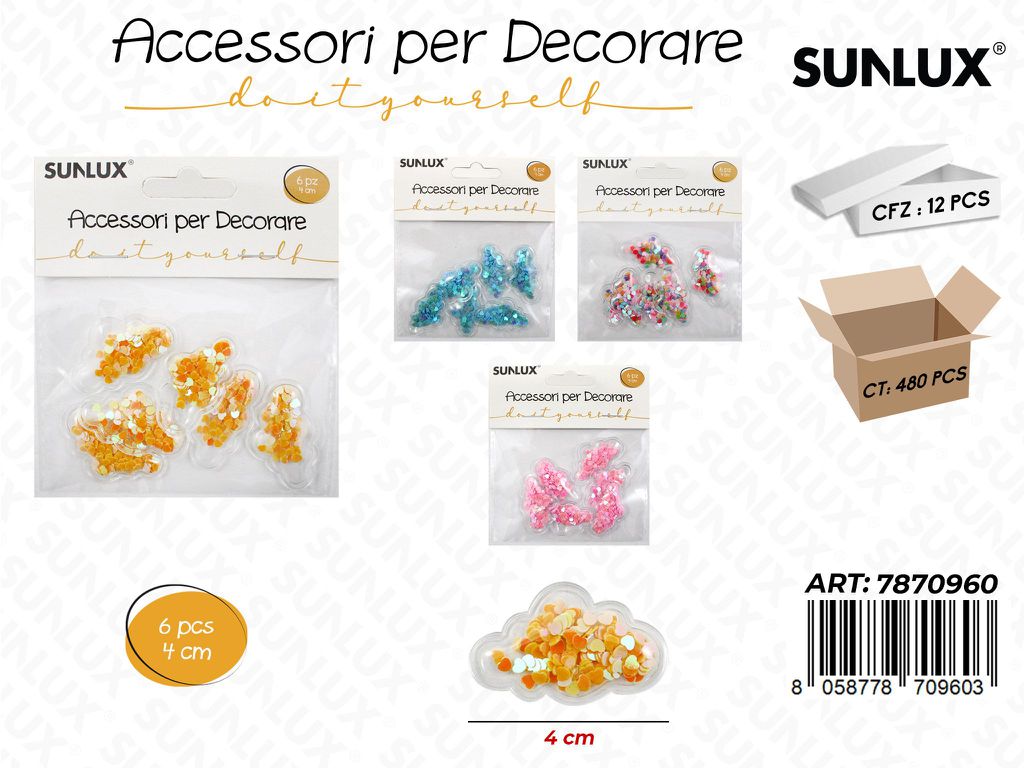 Acc. per Decorare Col. Ass. 4CM 6PCS