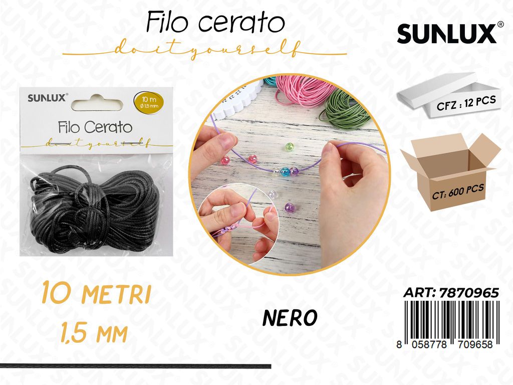 Sunlux Filo Cerato Nero 1.5MM*10MT