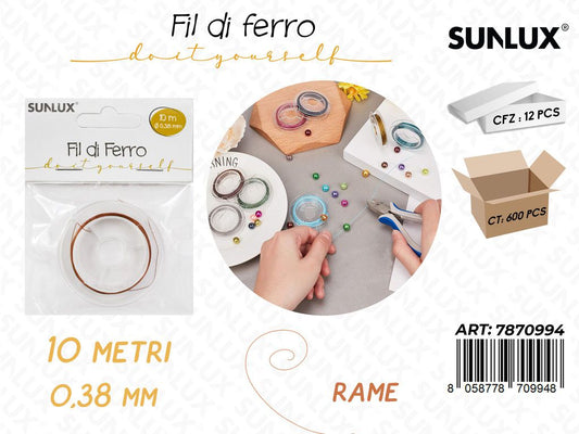 Sunlux Fil di Ferro Rame 0.38MM*10MT