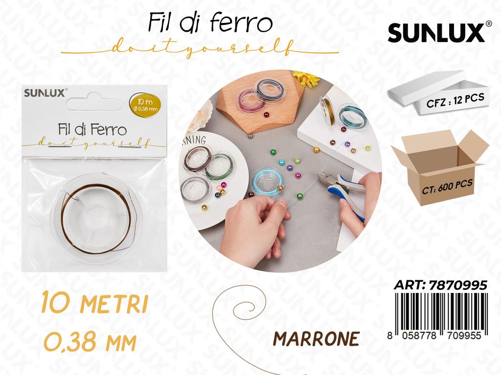 Sunlux Fil di Ferro Marrone 0.38MM*10MT