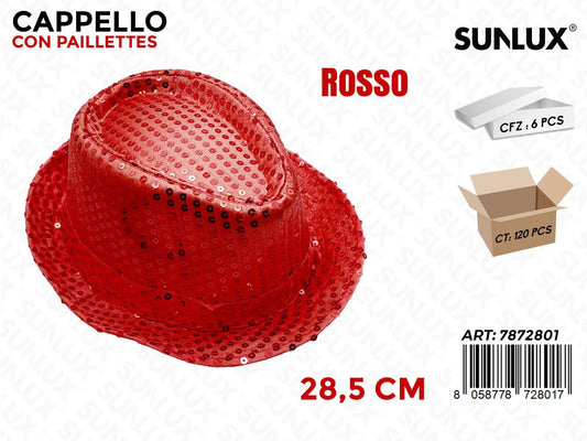 CAPPELLO C/ PAILLETTES ROSSO 28.5CM /PZ DA 6**