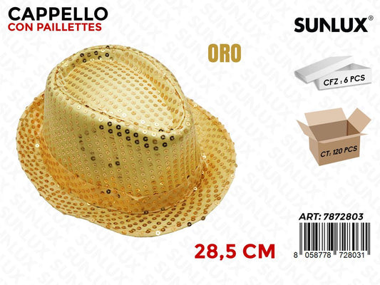 CAPPELLO C/ PAILLETTES ORO 28.5CM /PZ DA 6**