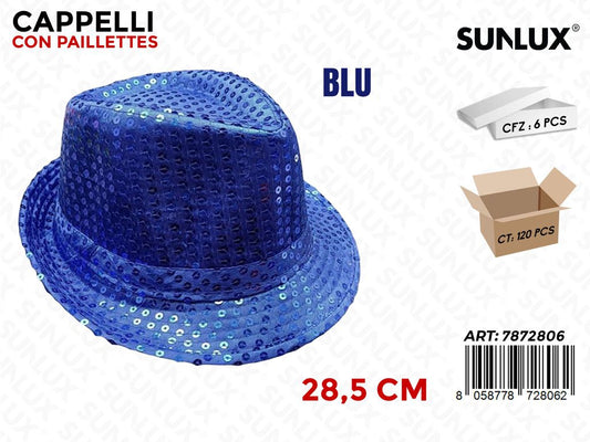 CAPPELLO C/ PAILLETTES BLU 28.5CM /PZ DA 6**