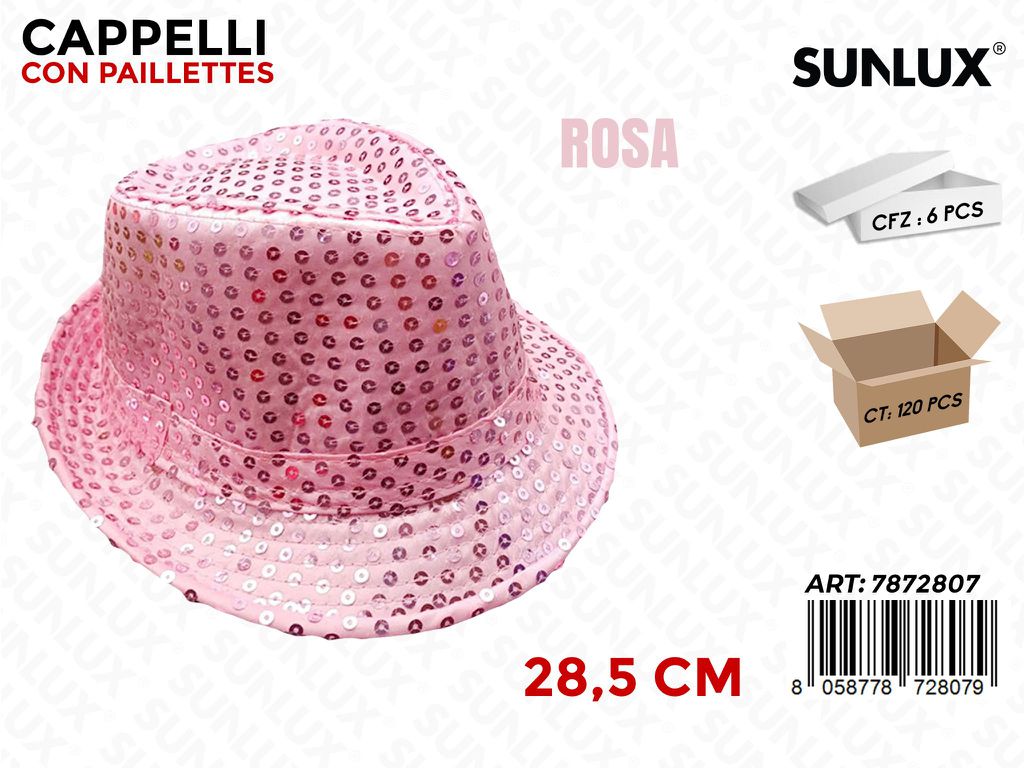CAPPELLO C/ PAILLETTES ROSA 28.5CM /PZ DA 6**