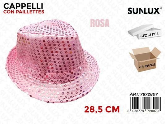 CAPPELLO C/ PAILLETTES ROSA 28.5CM /PZ DA 6**