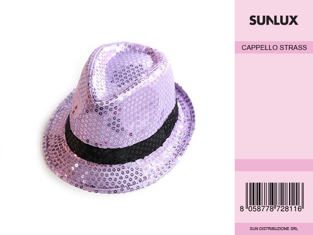 CAPPELLO CON PAILLETTES VIOLA/NERO