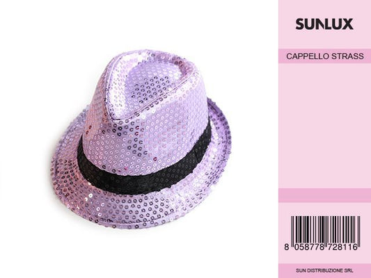 CAPPELLO CON PAILLETTES VIOLA/NERO