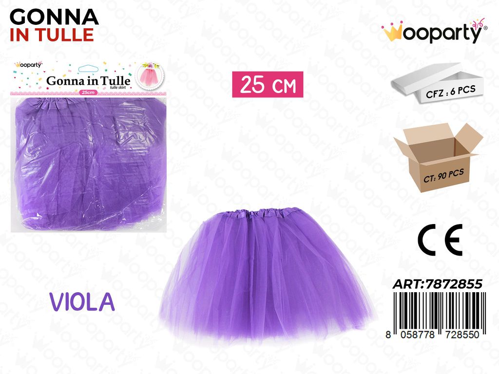 GONNA IN TULLE VIOLA 25CM /PZ DA 6**