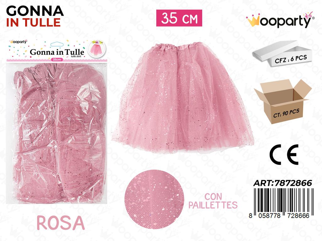 GONNA IN TULLE ROSA C/PAILLETTES  35CM /PZ DA 6**