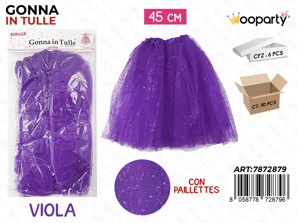 GONNA IN TULLE VIOLA C/PAILLETTES  45CM /PZ DA 6**