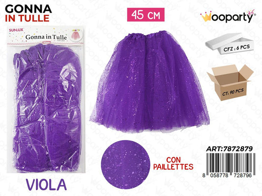 GONNA IN TULLE VIOLA C/PAILLETTES  45CM /PZ DA 6**