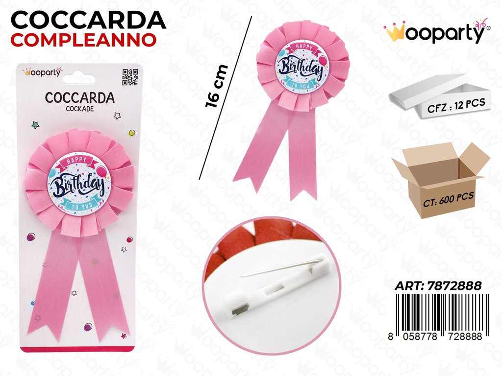 COCCARDA COMPL. ROSA 16CM