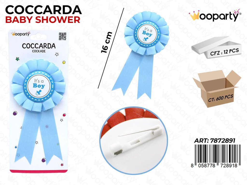 COCCARDA BOY AZZURRO 16CM