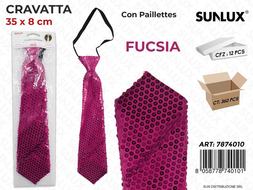 CRAVATTA FUCSIA CON PAILLETTES 35*8CM /PZ DA 12**